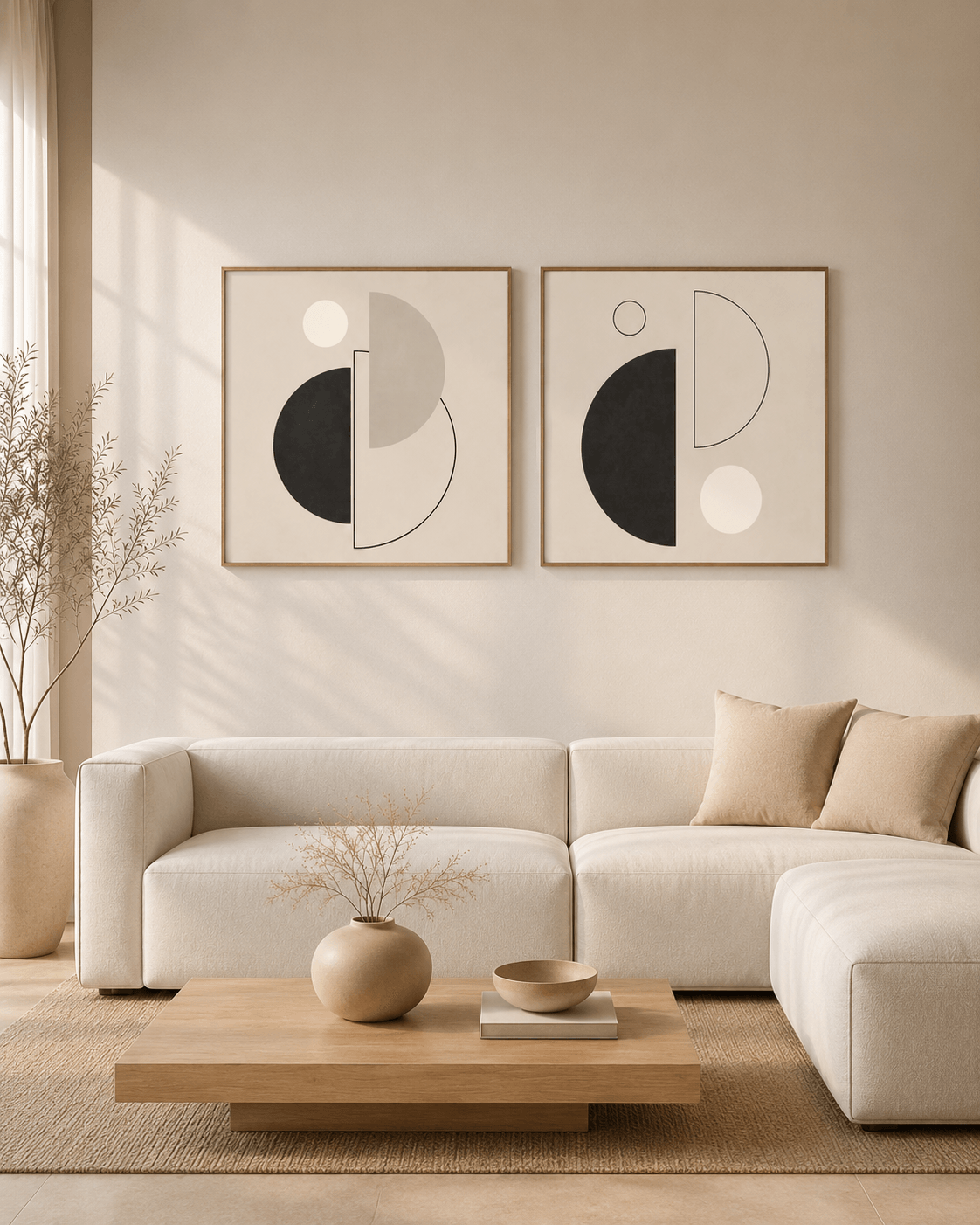 KIT 2 QUADROS DECORATIVOS - MINIMAL ART GEOMETRIC SHAPES